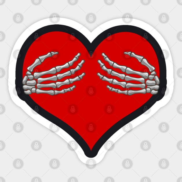 Skeleton Hands Holding Heart Sticker by Mind Your Tee